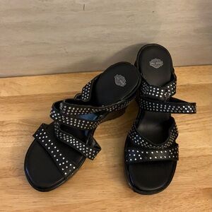 Harley-Davidson Black Studded Multi-Strap Sandals for Women